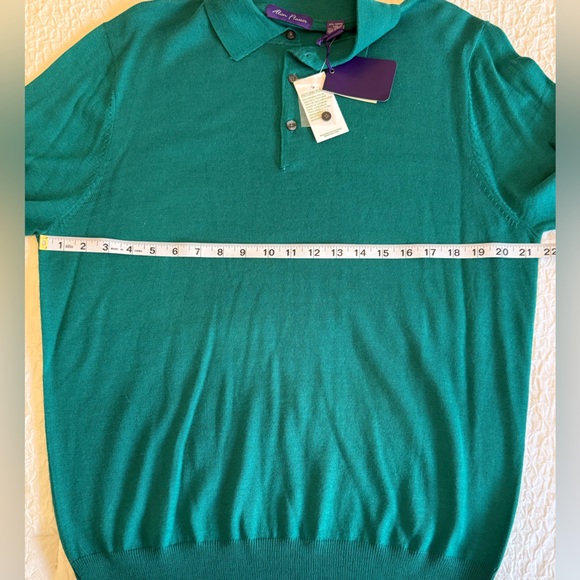 Alan Flusser Teal Merino Wool Long-Sleeve Polo Sweater – Size M - Picture 7 of 12